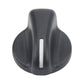 Single dark gray air vent control knob with white vertical indicator slot