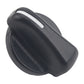 Dark gray air vent control knob with white indicator slot, angled view