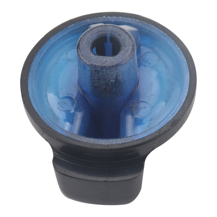 Air vent control knob underside with blue translucent insert and mounting stem