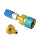 AC charging quick connector adapter with blue cap, silver fitting, and gold threaded connection