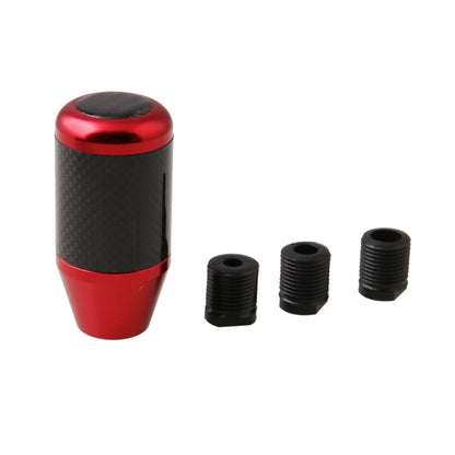 Red and black carbon fiber manual shift knob with three mounting sleeves