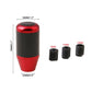 Red and black carbon fiber manual shift knob with mounting size markings