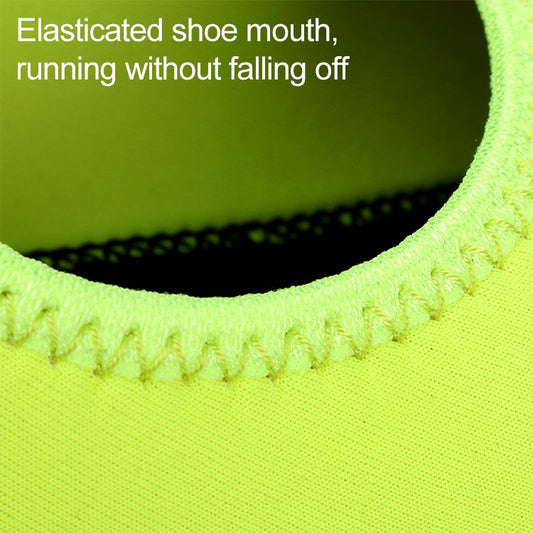 Neon green diving shoe upper with elastic collar and stitched edge