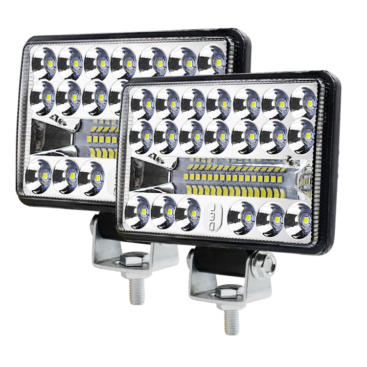 Pair of square LED work lights, 20 LEDs, chrome housing with side mounting brackets