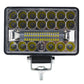 Square LED work light with 20 LEDs and a central strip, chrome reflector, front view
