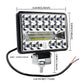 Square rectangular LED work light pair with mounting bracket, front bezel with LED array