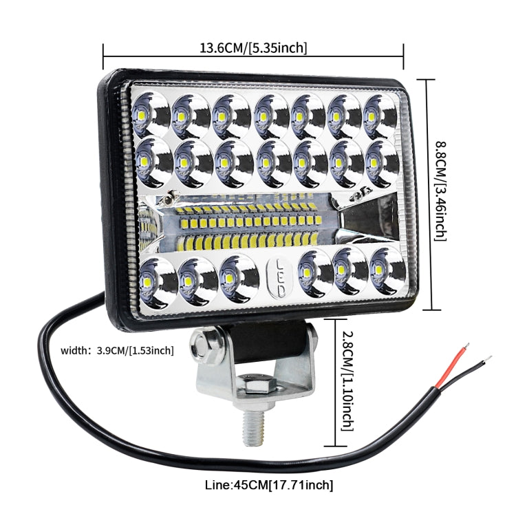 Square rectangular LED work light pair with mounting bracket, front bezel with LED array