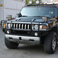 Pair of square LED work lights mounted on an SUV front bumper