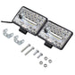 Set of two square LED work lights with mounting brackets, screws, and nuts hardware