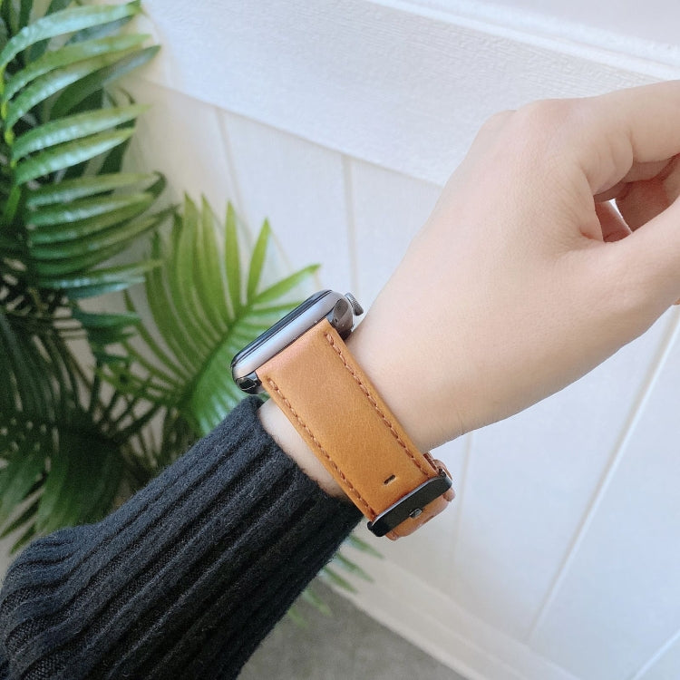Crazy Horse Texture + Flat Texture Leather Replacement Watchbands For Apple Watch Series 6 & SE & 5 & 4 40mm / 3 & 2 & 1 38mm, For Apple Watch Series 7 41mm / 6 & SE & 5 & 4 40mm / 3 & 2 & 1 38mm                                                         ...