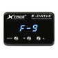 Black electronic throttle controller with blue F-9 display and three silver control knobs