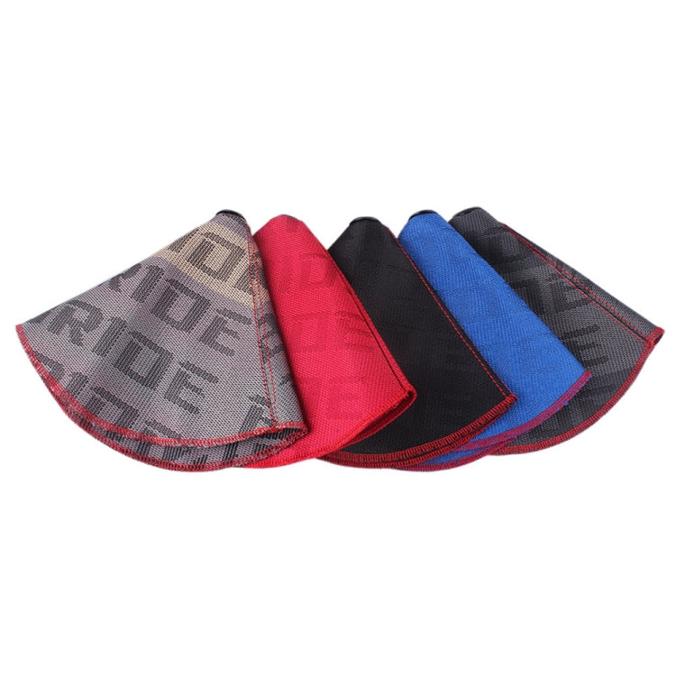 Set of shift knob dust covers in multiple colors with red edge stitching and open top