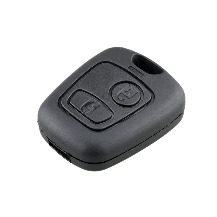 Two-button car key fob case, dark gray matte shell with keyring cutout