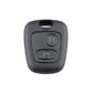 Two-button car key fob case, dark gray matte rear view with oval button icons