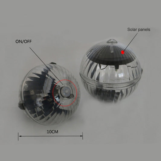 Clear floating solar light ball with solar panel and ON/OFF detail