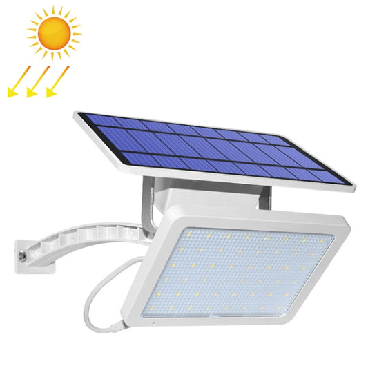 White solar outdoor street lamp with blue solar panel and front-facing LED panel