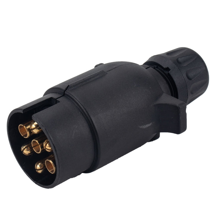 Black 12V 7-pin trailer wiring connector socket plug adapter with gold pins