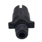 Black 7-pin trailer wiring connector socket plug, front contact view