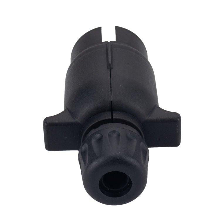 Black 7-pin trailer wiring connector socket plug, front contact view