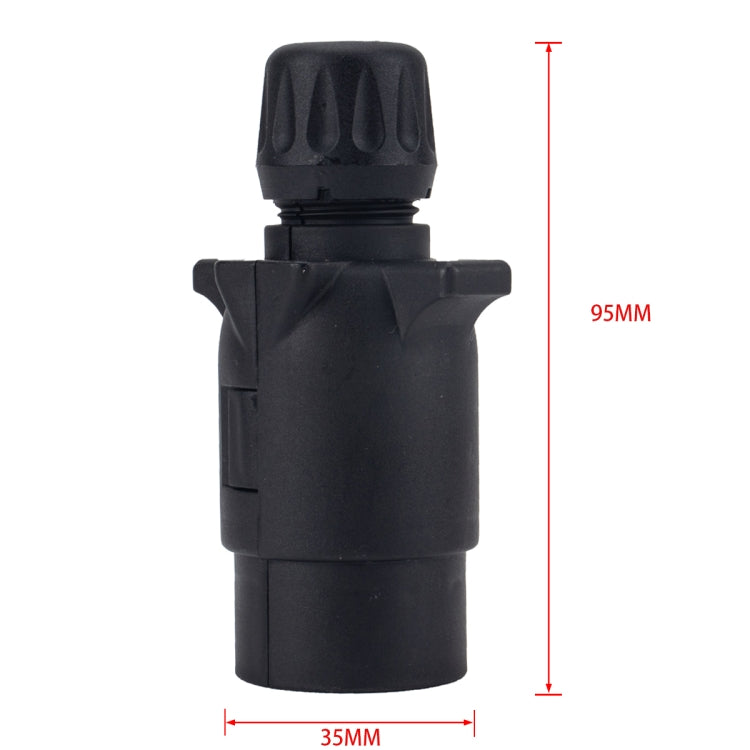Black 7-pin trailer wiring connector adapter, 35mm x 95mm size