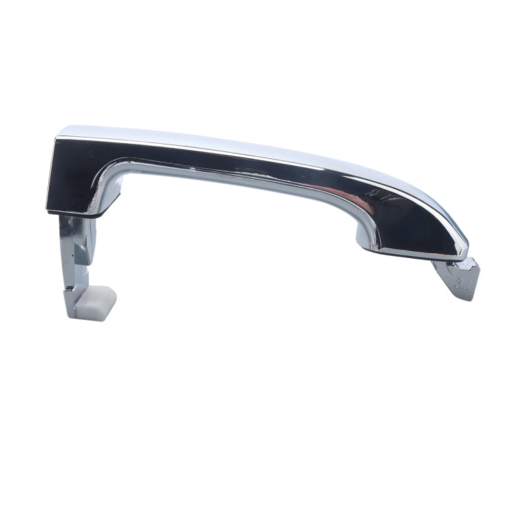 Exterior chrome door handle with black underside accents and mounting clips