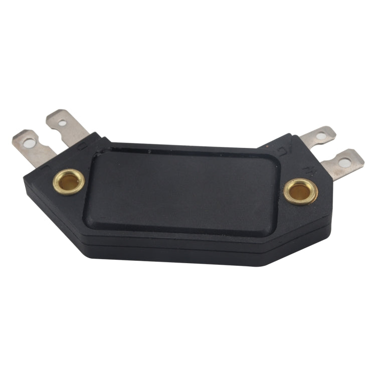 Black ignition control module with brass screw holes and metal bracket terminals