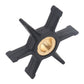 Black rubber impeller star with brass hub opening for water pump