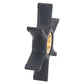 Black rubber water pump impeller side view with brass hub insert