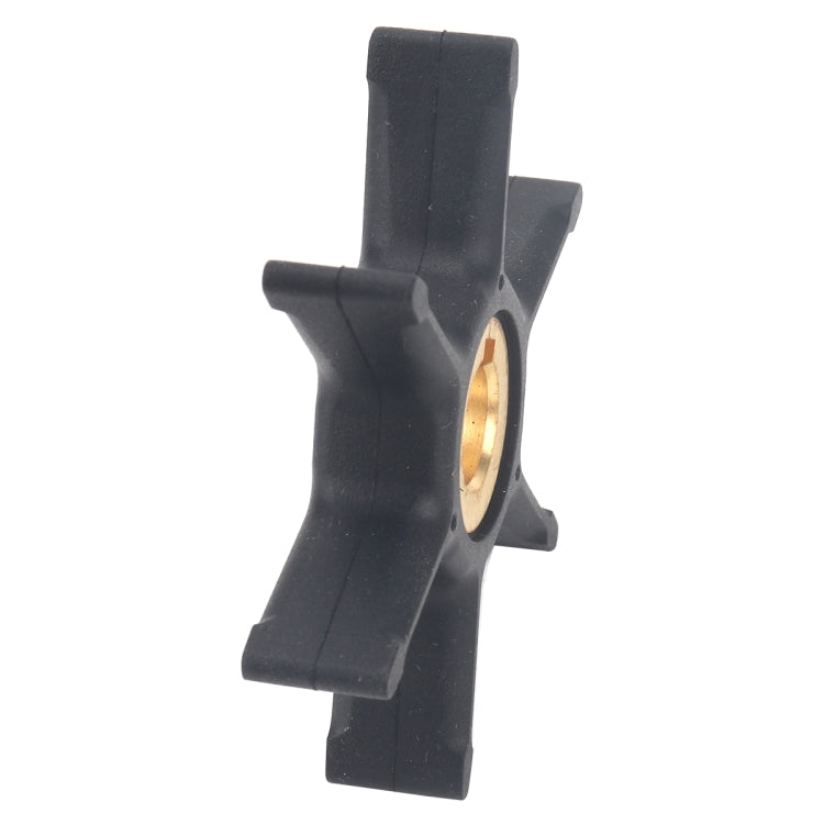 Black rubber water pump impeller side view with brass hub insert