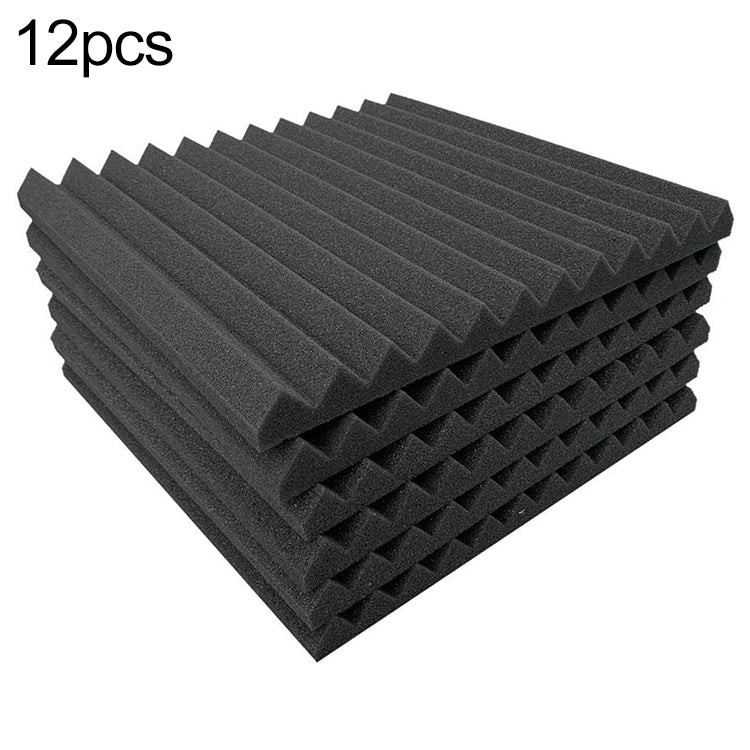 Triangular groove acoustic foam set, dark gray, 12 pcs