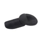 Black antenna base cap with oval head and short cylindrical stem, side view