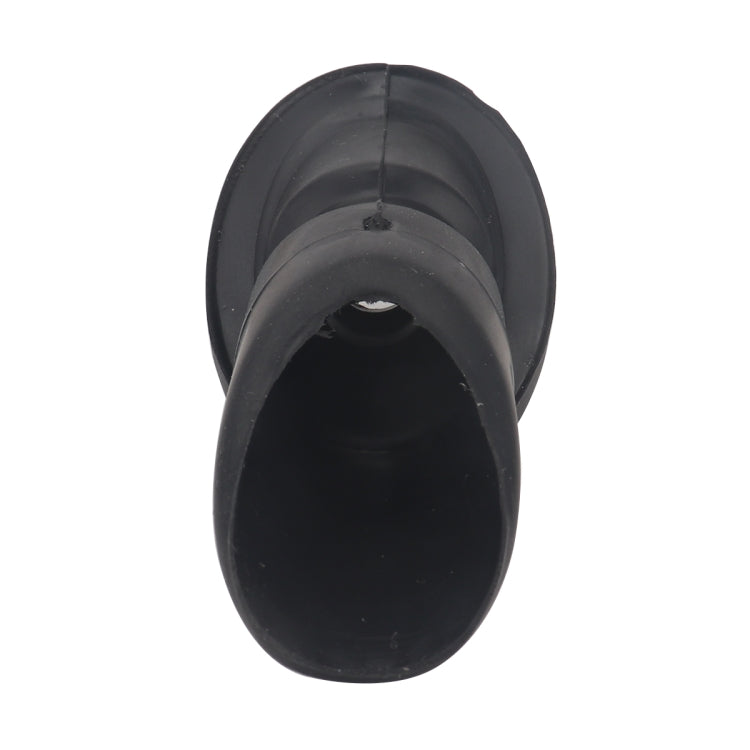 Black antenna base cap showing interior hole and mounting stem, top view