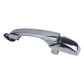 Chrome rear left exterior door handle with black base and mounting tabs