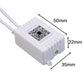 LED RGB controller module with QR label and size dimensions on cable box