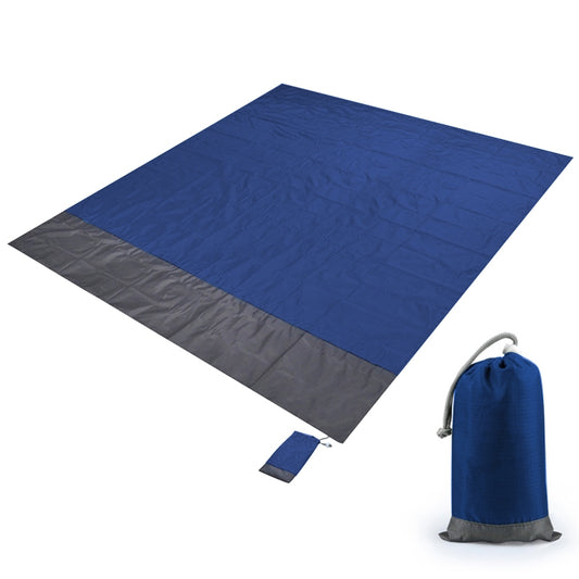 Waterproof picnic mat, royal blue with dark gray edge, 2.1 x 2 m, carry pouch