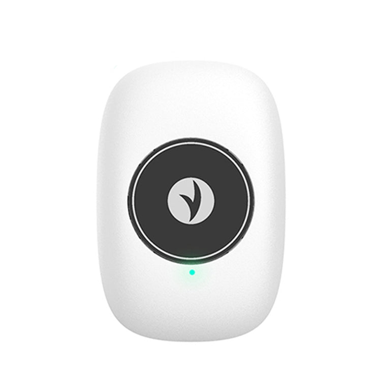 White smart posture sensor module with black circular status button and LED light