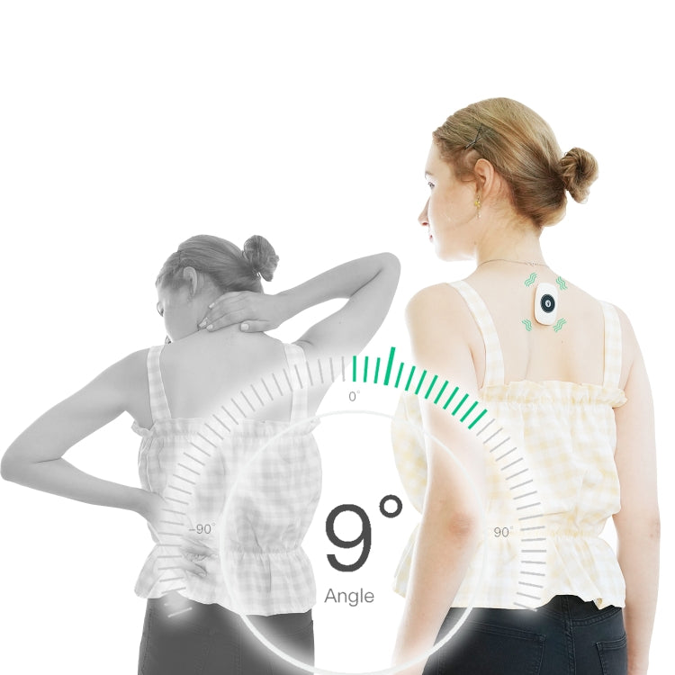 Posture sensor on the upper back with guidance overlay for back angle monitoring