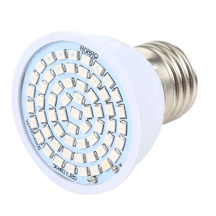 Plant growth LED bulb with E27 screw base, white housing, circular array of LEDs