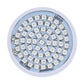Plant growth LED bulb top view with circular ring of square LED chips