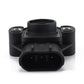 Black throttle position sensor with front electrical plug opening and side mounting pins