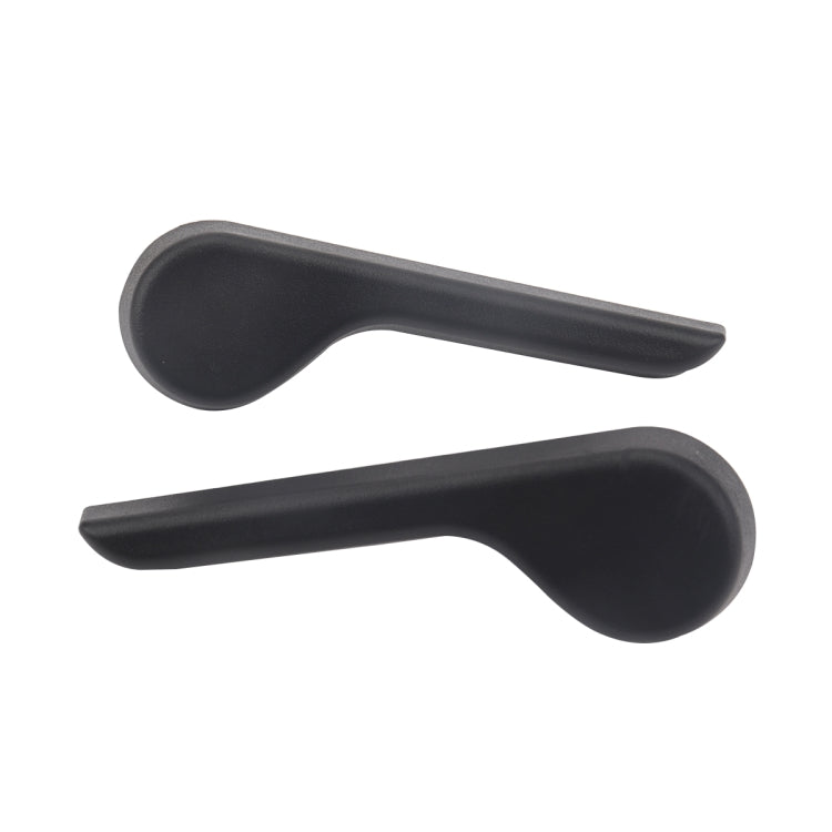 Car seat adjustment handle, dark gray plastic with curved grip and long lever