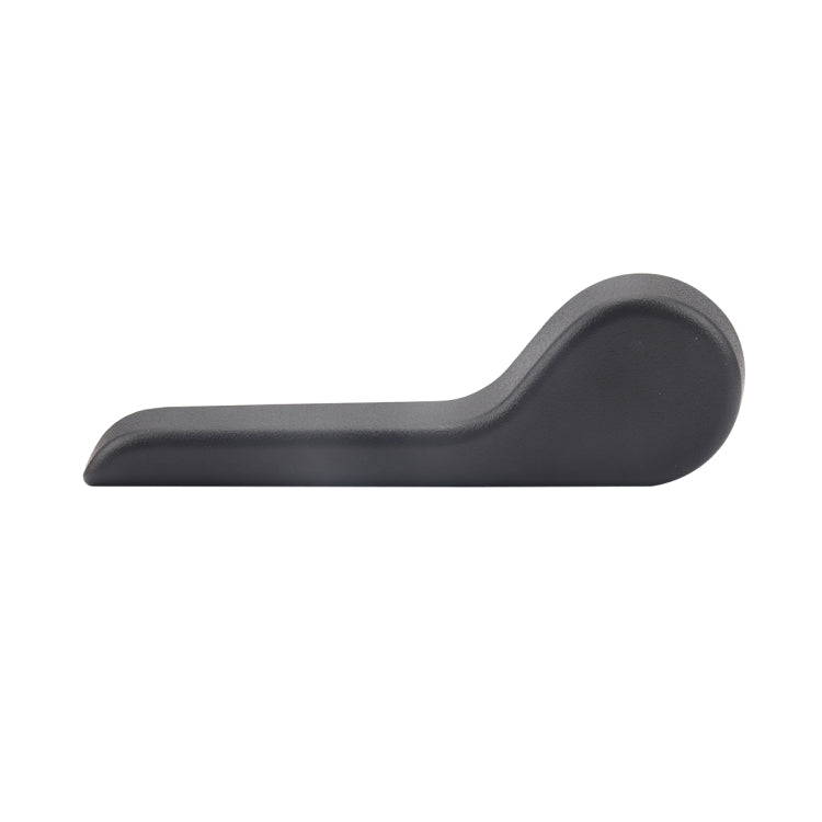 Car seat adjustment handle, dark gray plastic with curved end and flat lever