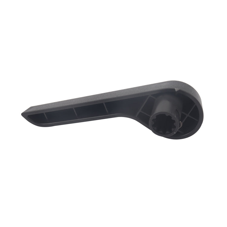 Car seat adjustment handle with exposed underside ribs and circular mounting area