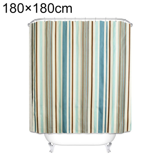 Waterproof shower curtain, vertical striped multicolor fabric with metal grommets, 180x180cm