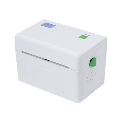 White portable thermal barcode printer with front cover and green indicator