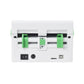 White portable thermal barcode printer rear panel with power switch, USB and card slot