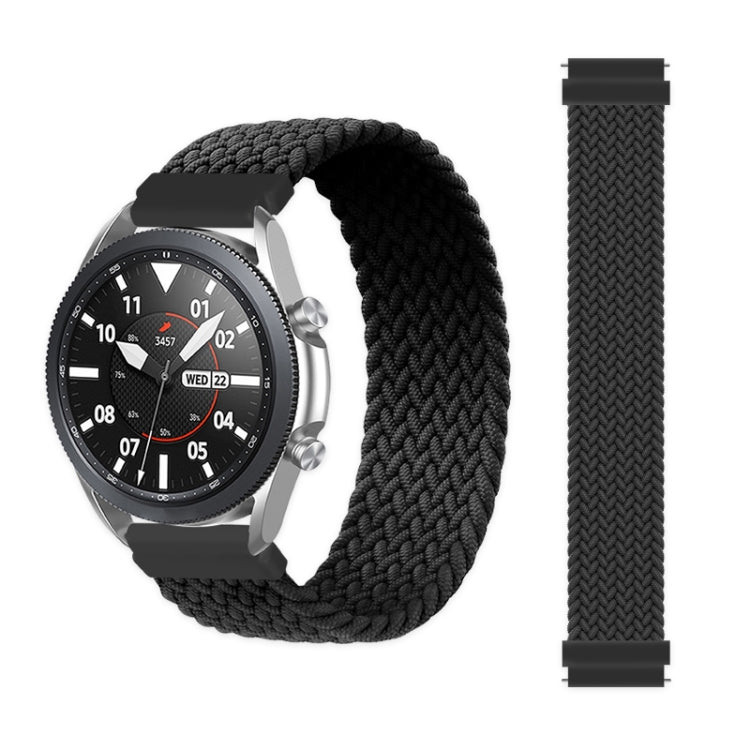 Galaxy Watch 46mm nylon braided strap, black with braided texture and metal buckle end pieces