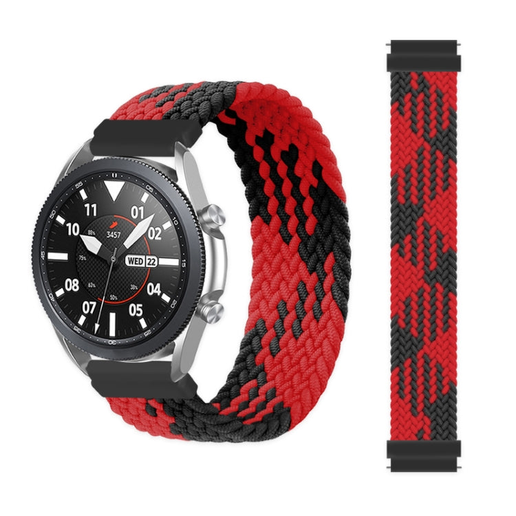 Braided nylon watch strap for Samsung Galaxy Watch, red outer weave with black accents