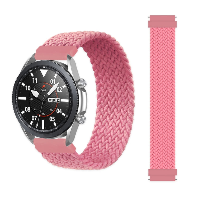 Dusty pink nylon braided elastic watch strap with metal buckle clips for Galaxy Watch 46mm