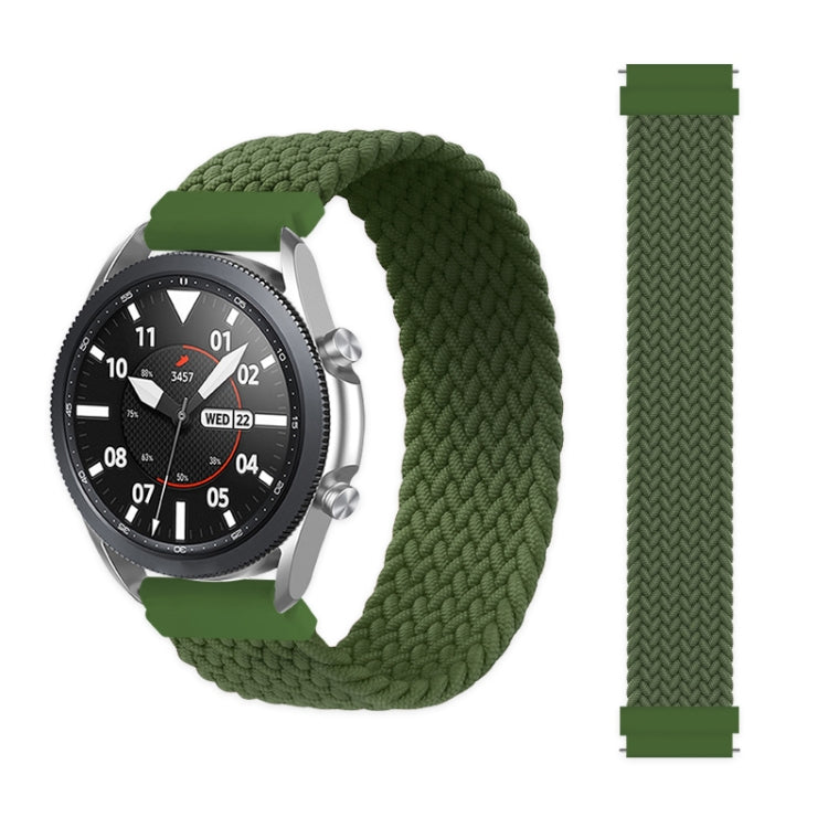 Green nylon braided elastic watch strap with metal buckle clips for Galaxy Watch 46mm